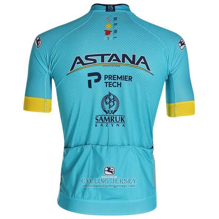 2020 Cycling Jersey Astana Yellow Blue Short Sleeve And Bib Short